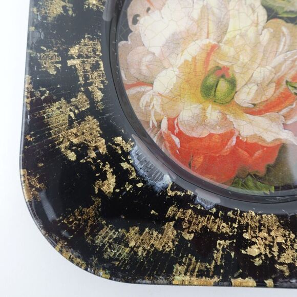 Lesley Roy Reverse Glass Art Hand Painted Lepidoptera Salad Plate Signed Vintage - Picture 4 of 11